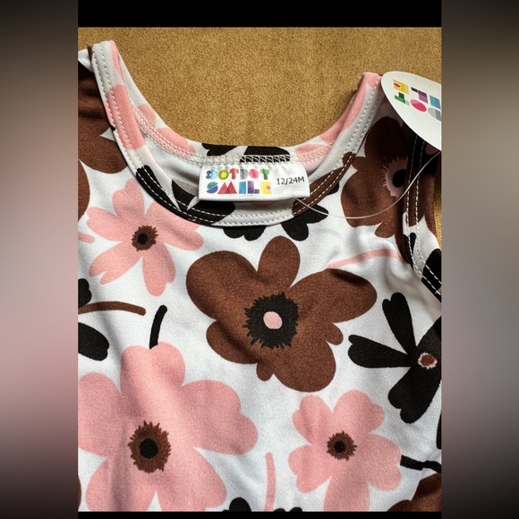 Dot Dot Smile Brown Floral Tank Bodysuit Twirl Dress, Size 12/24 months, NWT! - Picture 3 of 3
